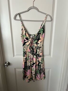 Roxy Floral Tie-Front Spaghetti Strap Sundress